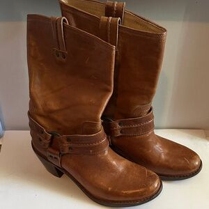 Frye Tan Leather Heeled Boots